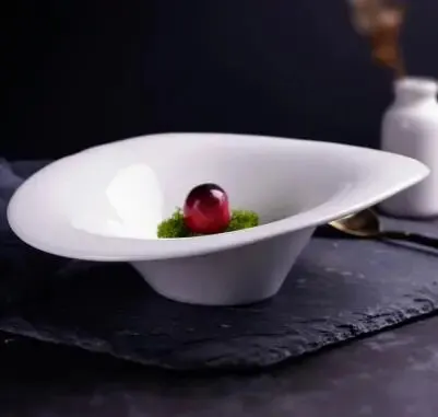 

Керамическая тарелка, однотонная тарелка для супа, бытовая посуда, салатница неправильной формы, закуски, десертный торт