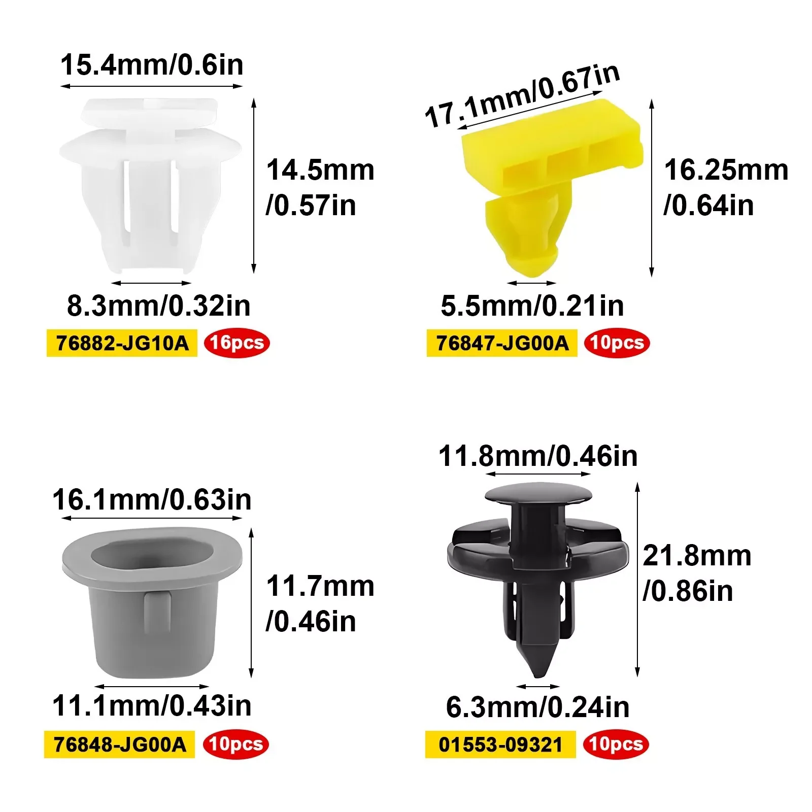 46pc Front Wheel Arch Cover Decorative Clip for Nissan JUKE Plastic Anti-breakage Ageing Resistant Car Exterior Replacement Part