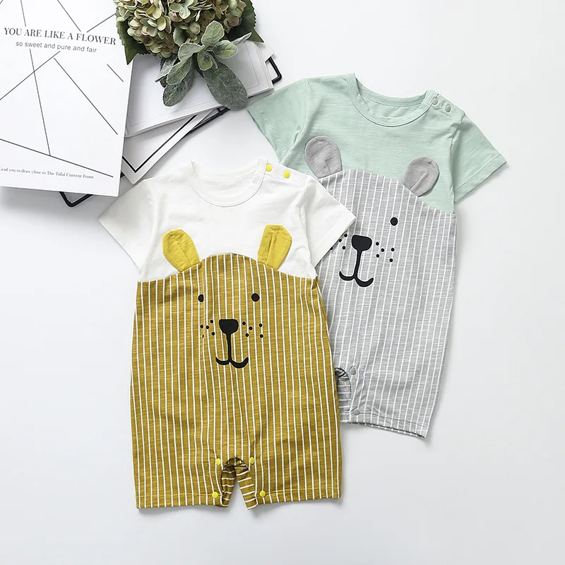 Baby Rompers Summer New Style Baby Boy Girl Clothing Newborn Infant Cartoon Penguin Short Sleeve Clothes 0-24 Months