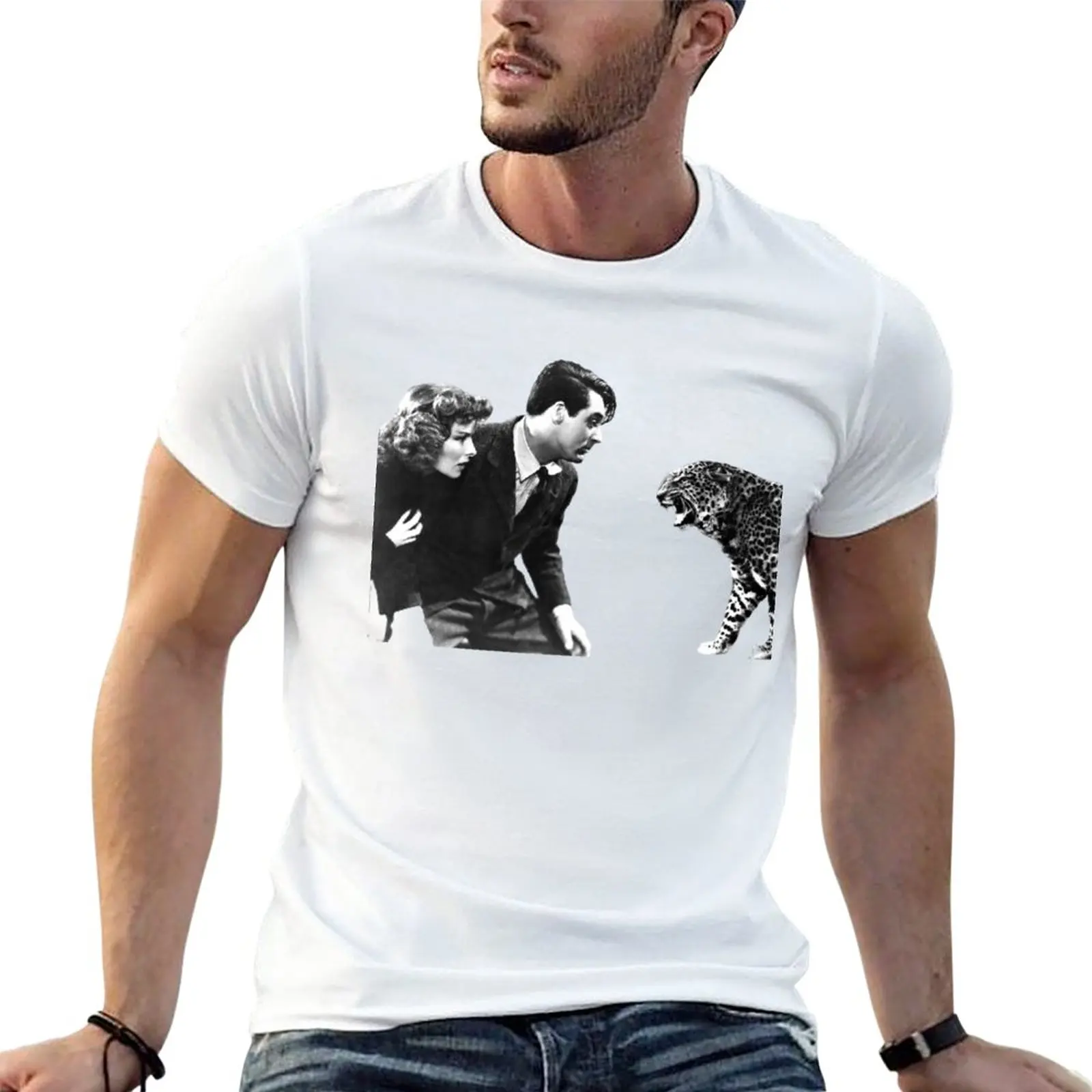 New Katharine Hepburn and Cary Grant in Bringing up Baby T-Shirt Short sleeve tee t shirt man mens clothes