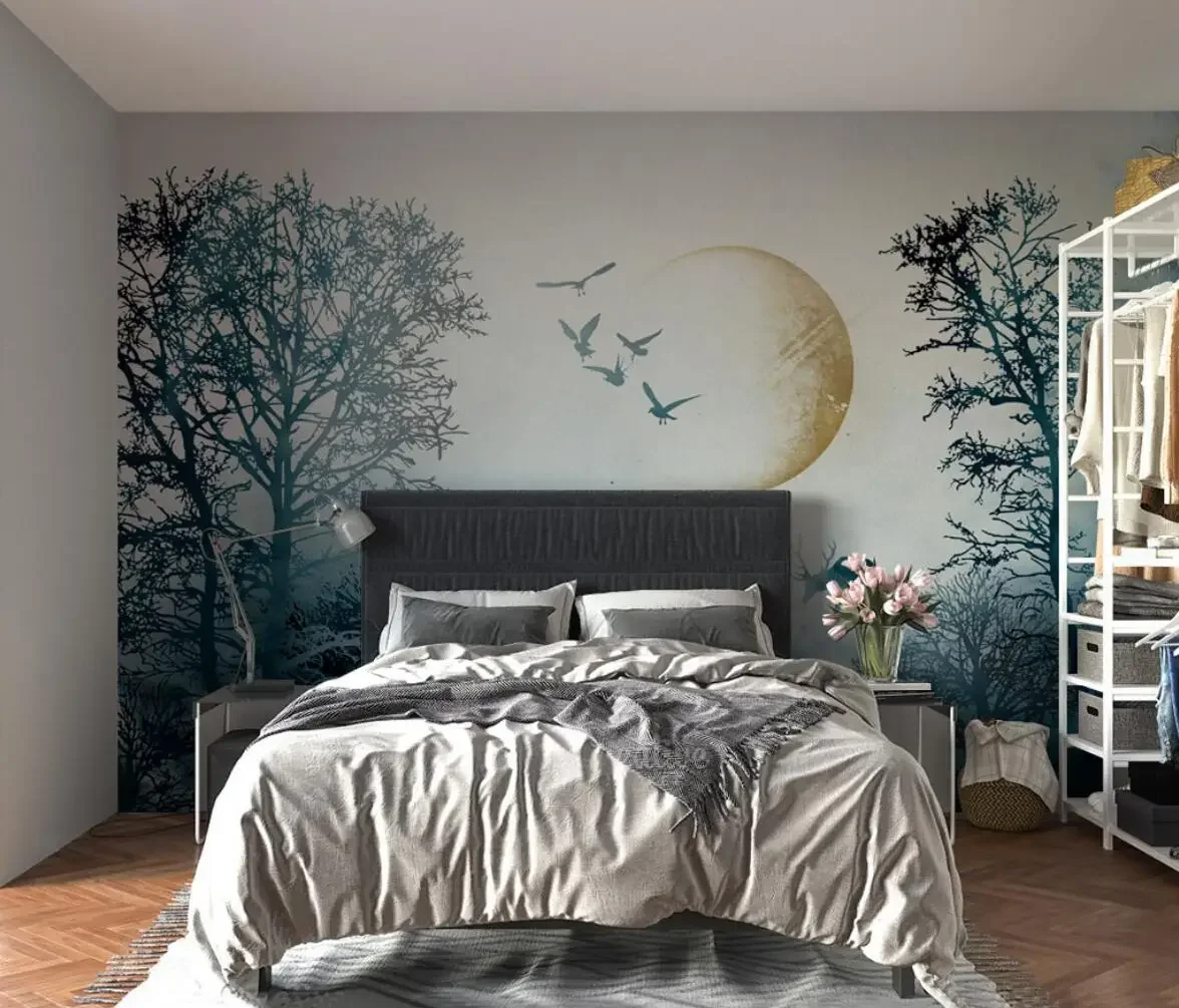 Custom nordic elk forest woods wallpapers home decor background photo art wall painting large mural wallpaper for bedroom walls