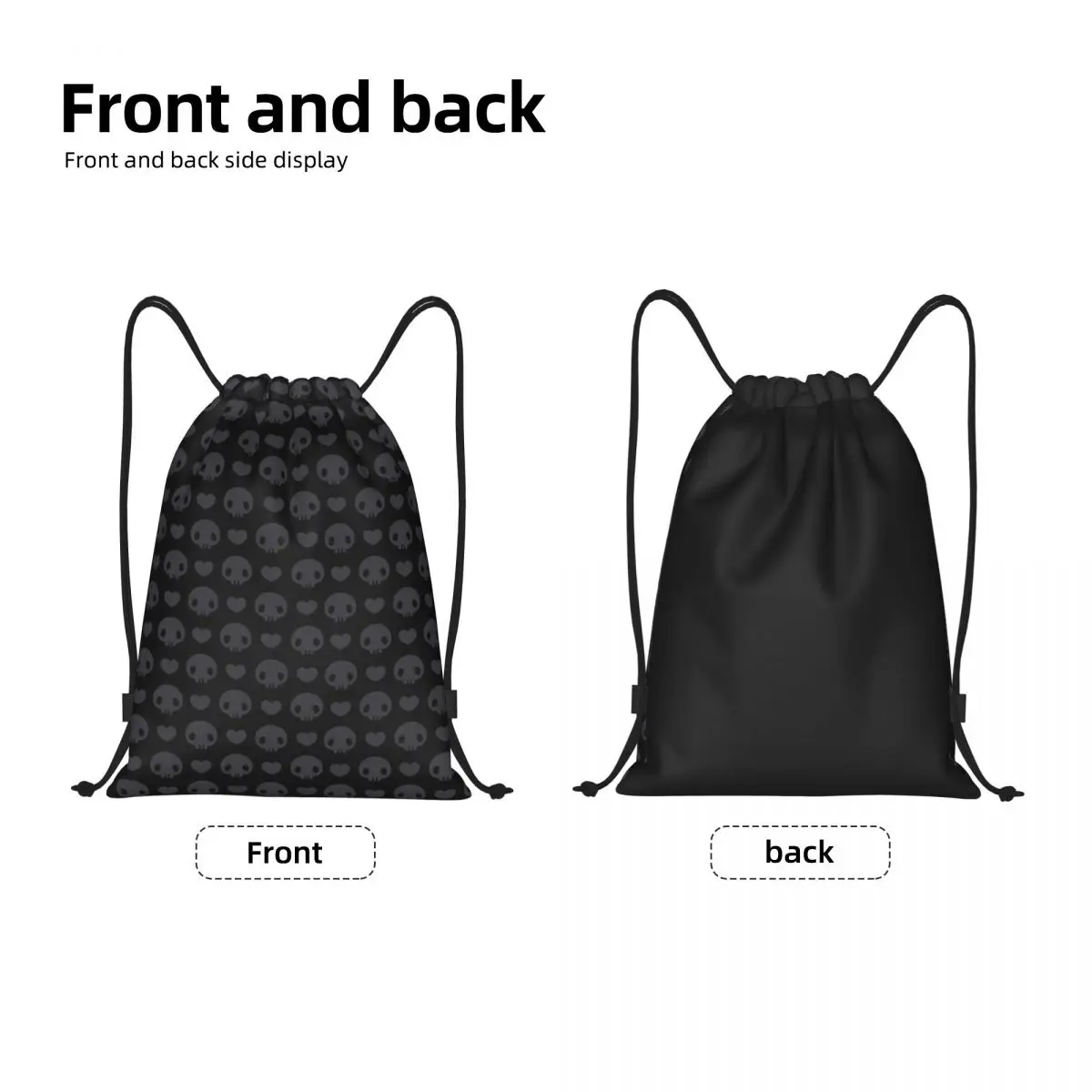 Custom Kuromi Skull Cartoon Drawstring Bag for Training Yoga Backpacks Women Men Sports Gym Sackpack