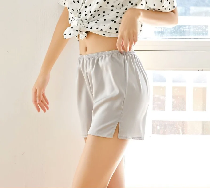 Shorts das mulheres Pijamas Calças Curtas para a Mulher Usar Cintura Elástica Solta Nylon Baggy Início Preço Baixo Moda Estilo Coreano Barato