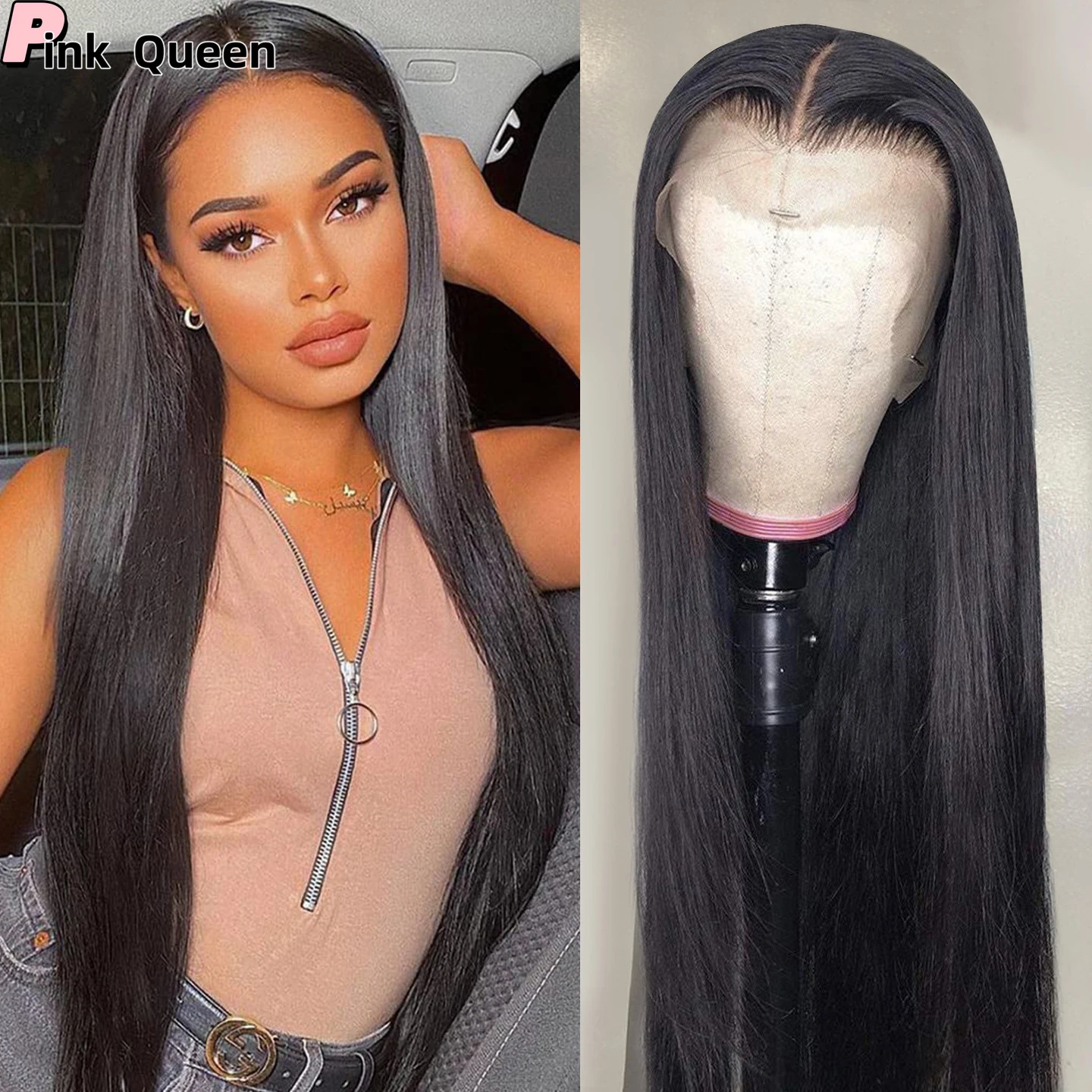 

Bombshell black 13*4 Synthetic Hair Front Lace Wig Heat Resistant Fiber Hair Natural Hairline Free Parting Women 2024