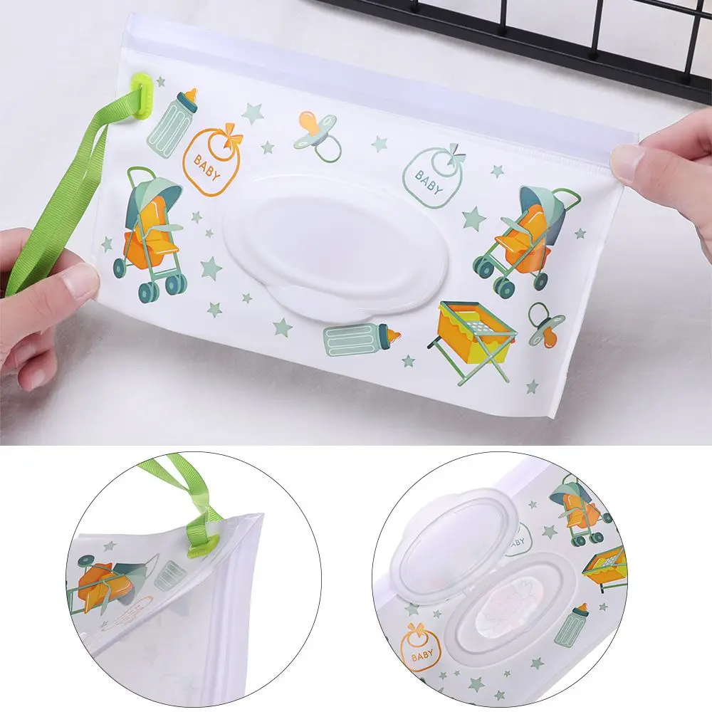 Useful Fashion Snap-Strap Baby Product Carrying Case Flip Cover Tissue Box Cosmetic Pouch Wet Wipes Bag Stroller Accessories