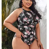 Plus Size One Piece Women's Large Size Swimsuit 2025 Vintage Printed Sexy Tummy Control Bathing Suit Push Up Monokinis Swimwear - Image 3