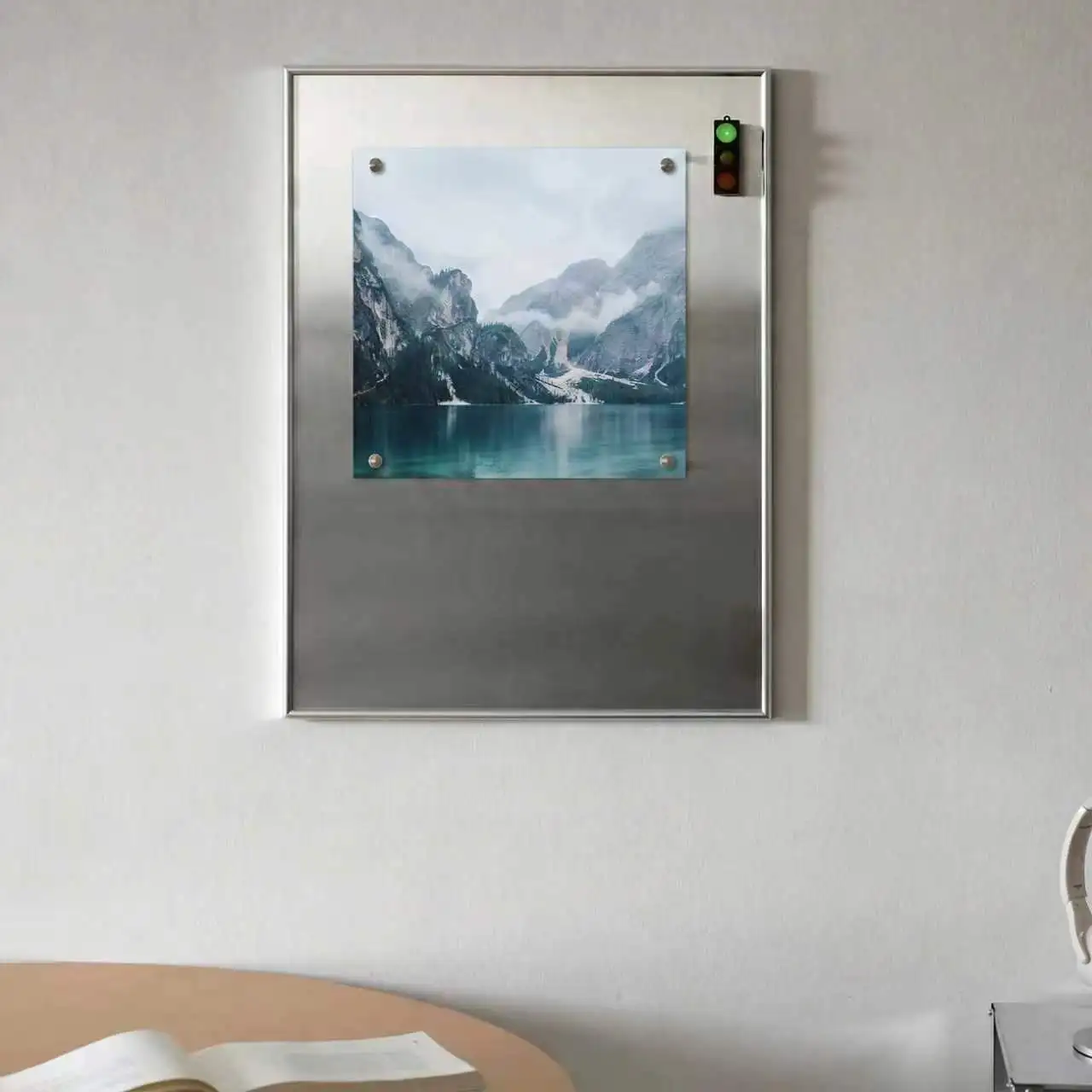 Stainless steel magnetic picture frame living room decorative painting vertical plate aluminum alloy creative photo wall