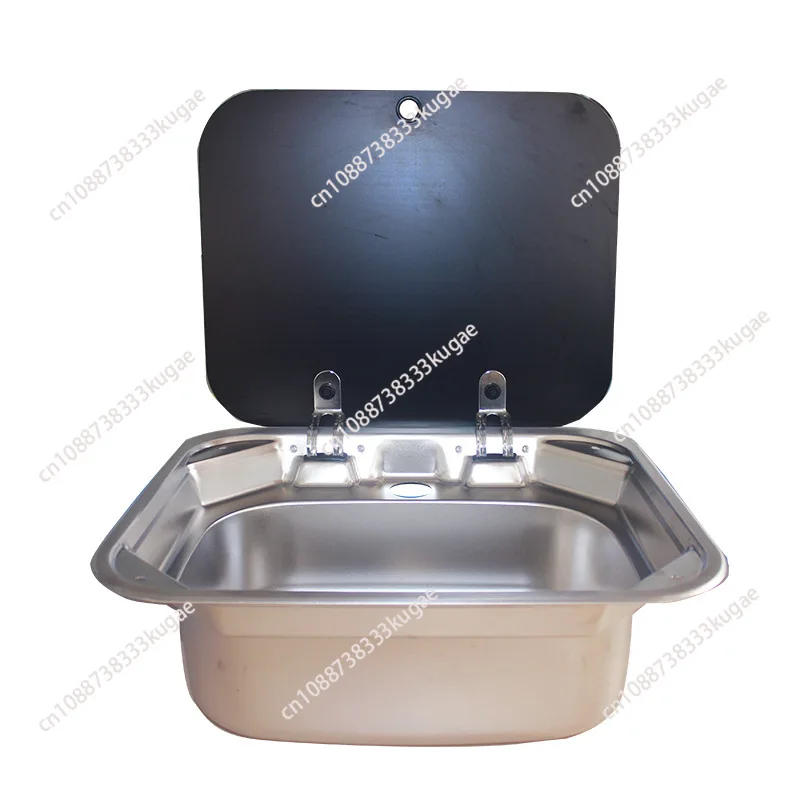 RV sink with lid vegetable basin 304 stainless steel folding flip hand basin RV modification supplies Daquan