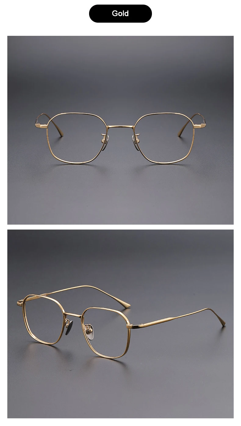 Japanische Marken-Replika Ultraleichte Reintitan Polygonale 1909 Design-Brille für Männer und Frauen Retro Business Luxus-Brillen für Koreaner – Detail 12