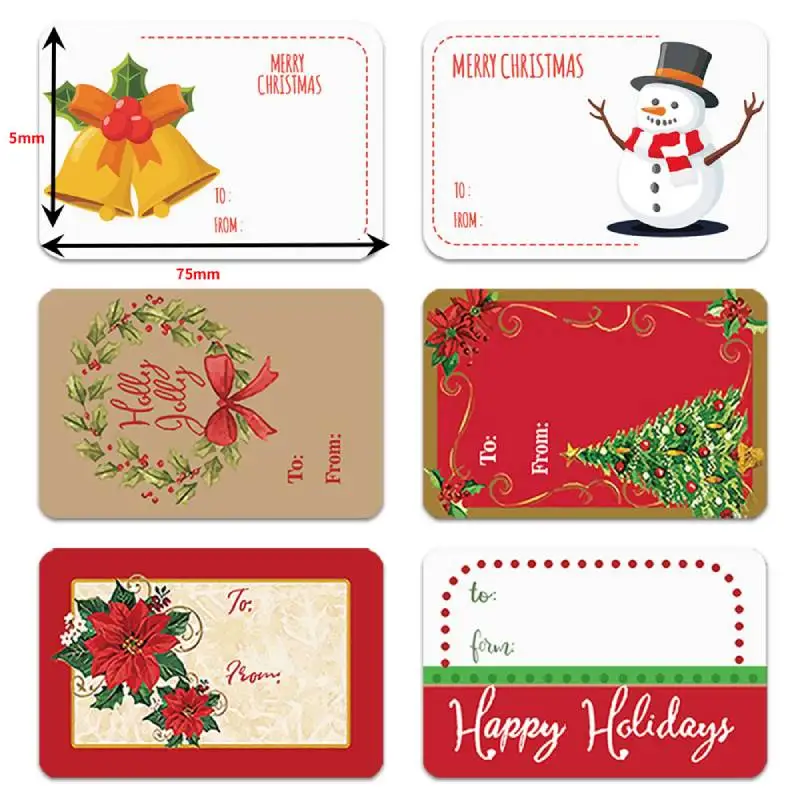 

250pcs Christmas Festival Label Stickers Cartoon Santa Snowman Can Message Gift Stickers Self-Adhesive Label Stickers