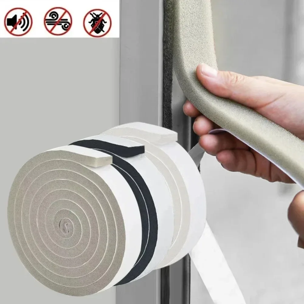 4M Foam Self-Adhesive Door and Window Sealing Strips, Wearable Sliding Dust-Proof Sponge Strips, Soundproof Home Products