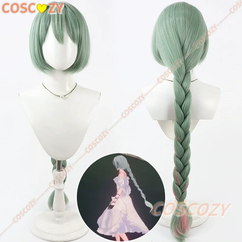 Wuthering Waves フロロバ コスプレウィッグ シアン グリーン ピンク シングル ロングブレイド 耐熱ウィッグ 女性 Fractsidus カーニバル フェスティバル