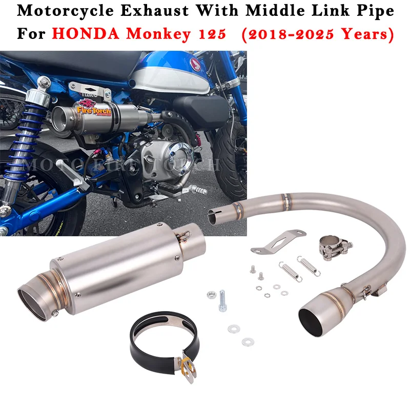 

Slip On For HONDA Monkey125 2018 2019 2021 2022 2023 2024 2025 Motorcycle Exhaust Escape Modified Muffler With Middle Link Pipe