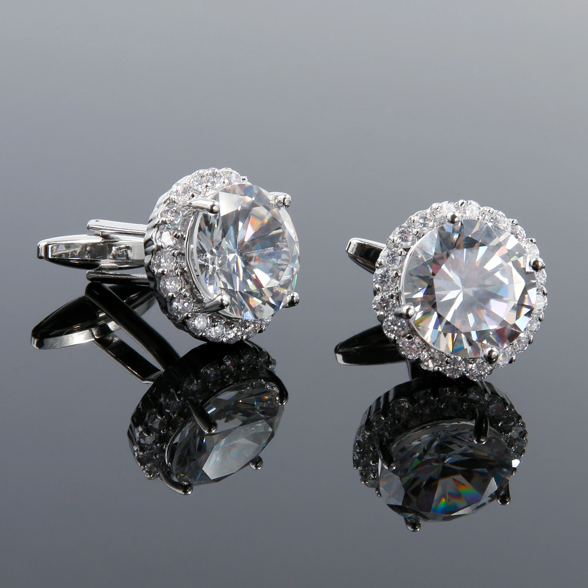 

Cufflinks for Men TOMYE XK24043 Luxury Big Zircon Copper Round Wedding Jewelry Cuff Links Dress Shirt