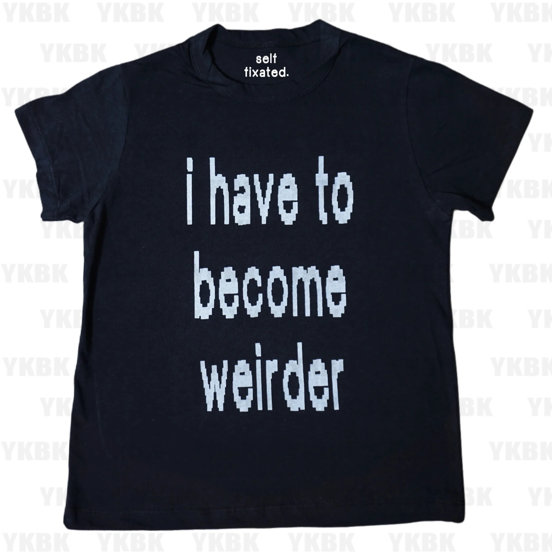 I Have To Become Weirder Mosaic Letters Printing Slogan T Shirts Women Short Sleeve Loose Crewneck Tops Summer Casual Tees