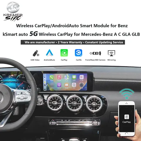 KSmart 자동차 무선 애플 카플레이, 안드로이드 오토 개조, 메르세데스 벤츠 A C E GLA MBUX NTG6.0 헤드 유닛, 2018 모델 이후, 신제품