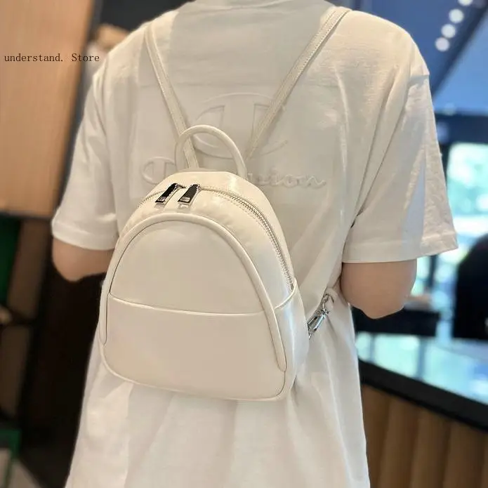 Pure Color Korean Version Casual Outdoor Small Capacity Double Zipper Hand-Held Backpack Mobile Phone Bag for Woman