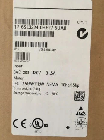 

Совершенно новый 6SL3224-0BE27-5UA0. Быстрая доставка.