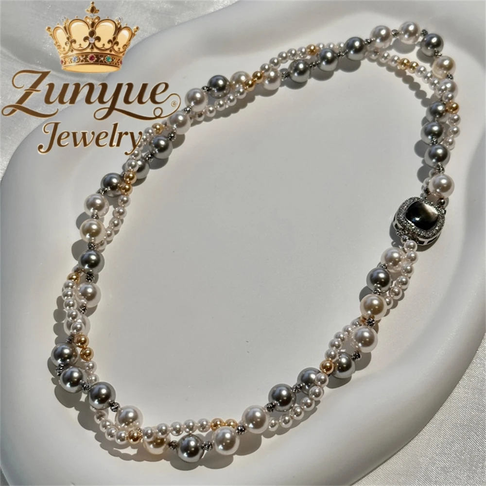 

A Two-Layered Pearl Necklace For Women's Light Luxury And High-End Style, Versatile Summer Sweater Chain Fashion Jewelry Elegant