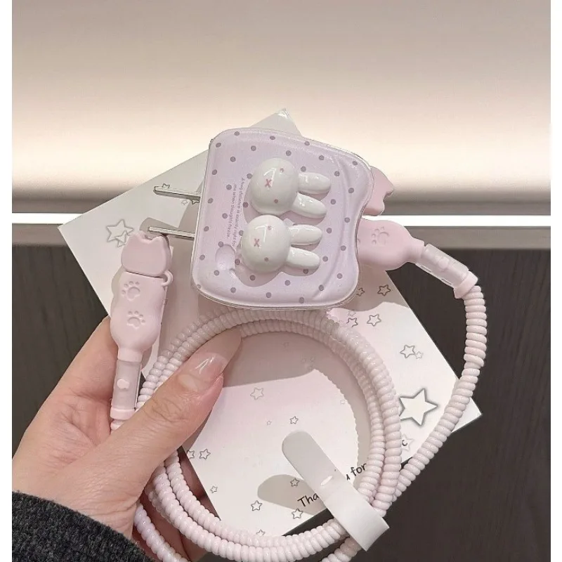 

New Kawaii Miffy Rabbit Charging Protective Cover Suitable for IPhone Pro Fast Charging 20W 40W Data Cable Anti Break IPad
