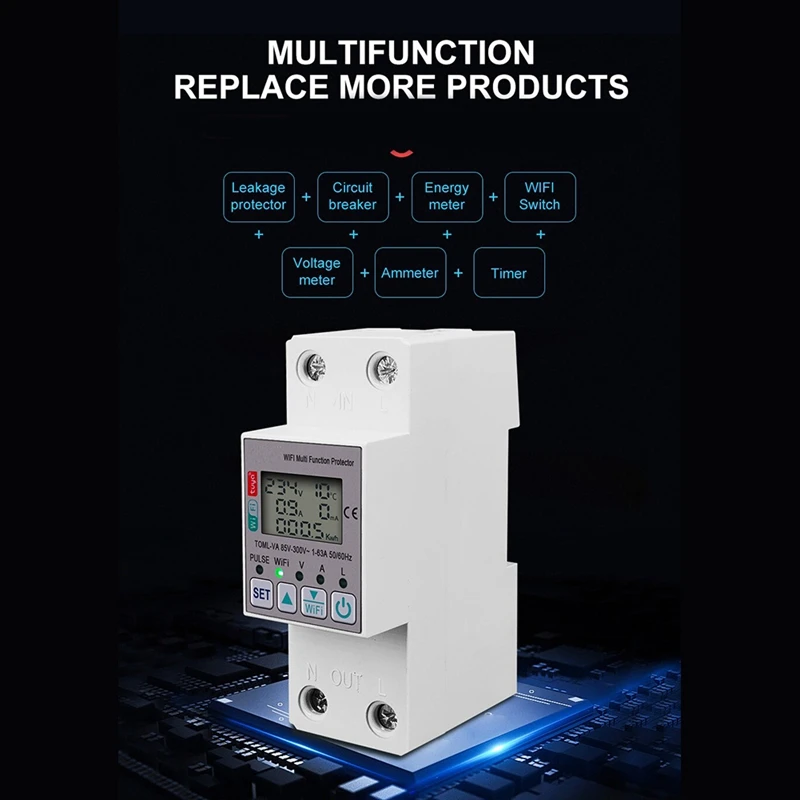 Tuya 63A 110V 220V Wifi meteran energi Kwh meteran waktu dengan arus tegangan dan perlindungan kebocoran mudah digunakan