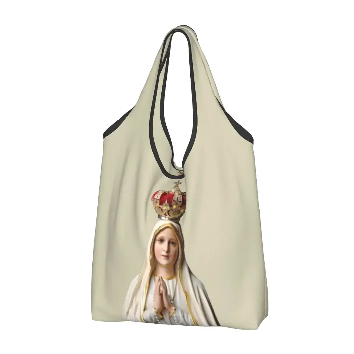 Our Lady Of Fatima Shopping Bags Reusable Grocery Eco Bags 50LBS Ripstop Large Capacity Immaculate Mary Recycling Bags