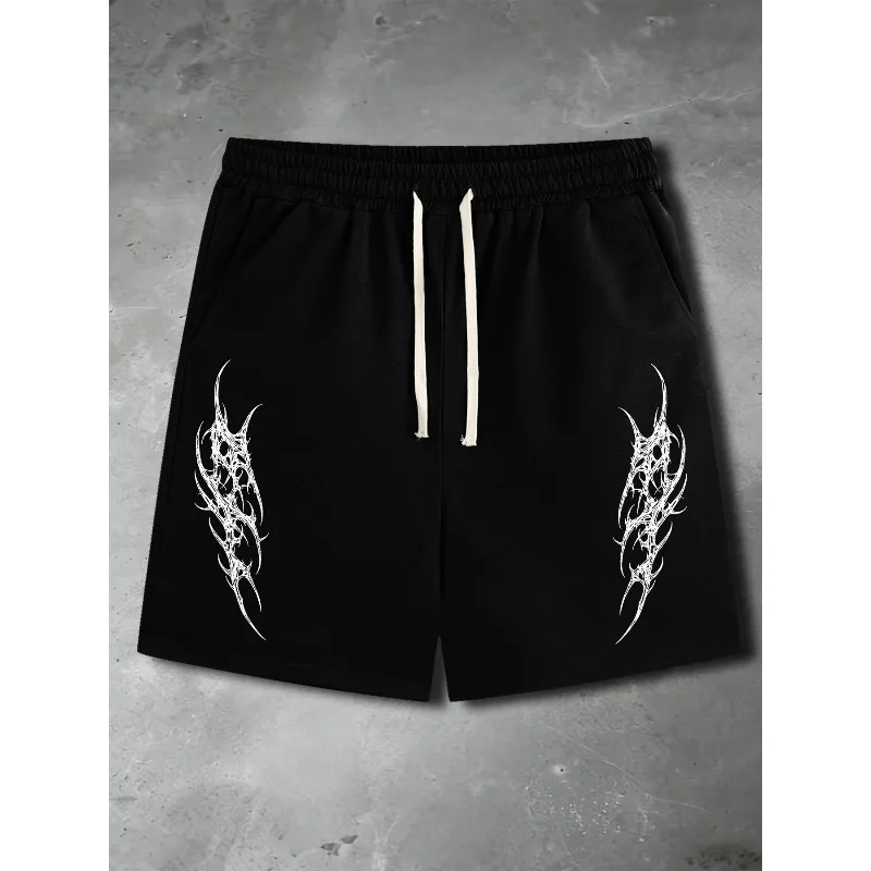 

Men's Gothic Style Dark Shorts for Daily Street Wear, Summer Sports and Fitness Shorts Suitable for Both Men and Women