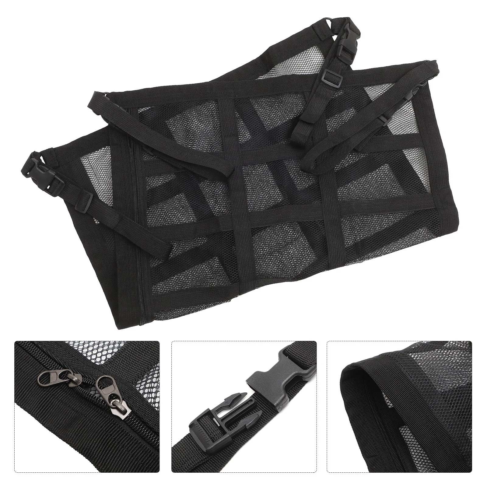 

Car Ceiling Cargo Net Large Space Durable Double Zipper Adjustable Buckle Car Roof Mesh Organizer Travel Accessories