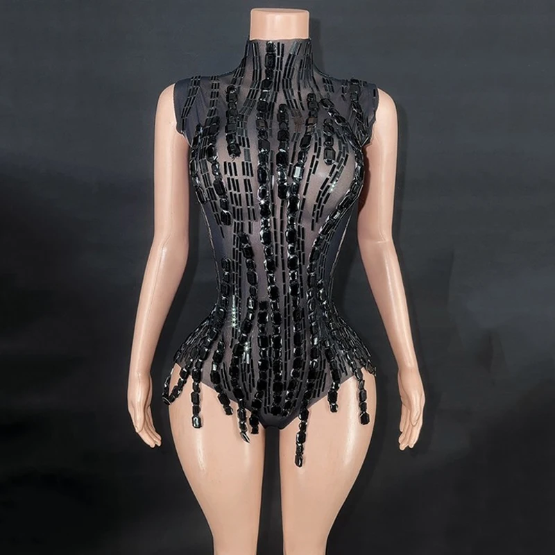 

Sexy Gogo Dancer Clothes Sleeveless Rhinestone Bodysuit Women Performance Rave Wear Singer Ds Stage Costume Party Outfit VDL2340