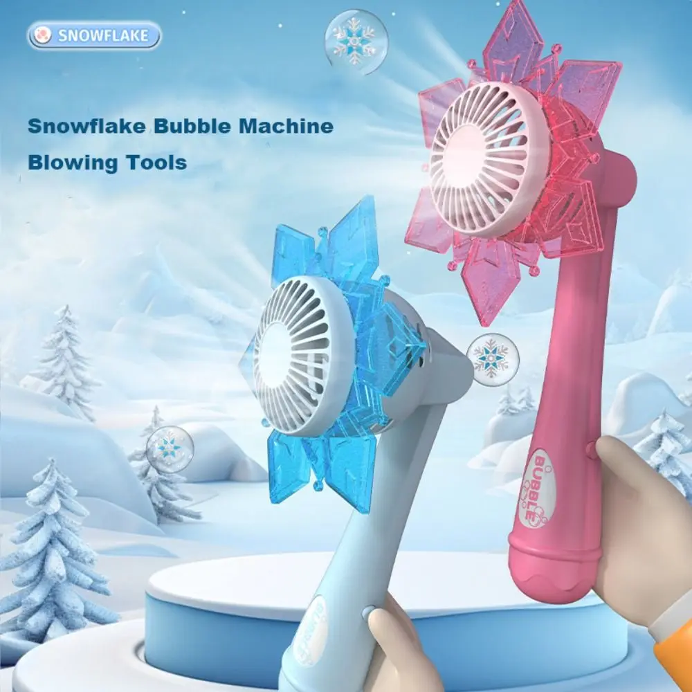 Interactieve Sneeuwvlok Bellenmachine Elektrische Automatische Zeepbel Stok Set Veelkleurige Plastic Bellen Blazen Plezier Buiten