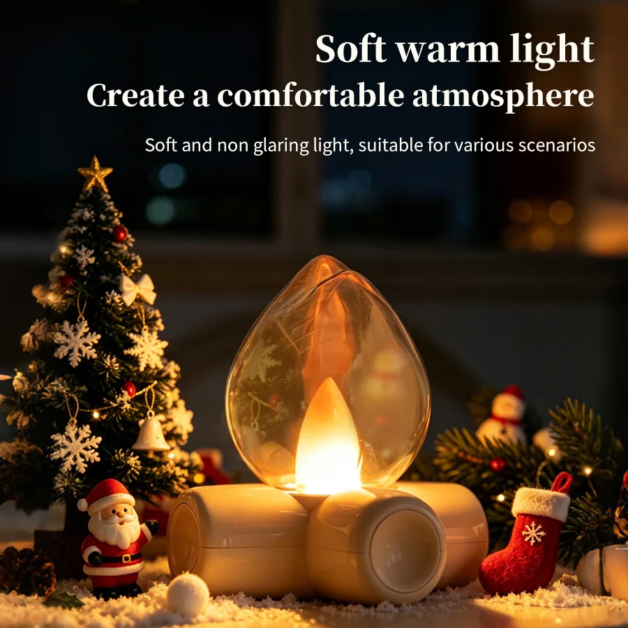 USB Rechargeable Table Lamp Mini Campfire Simulation Flame Night Light LED Candle Lamp Bedroom Decor Atmosphere Lamp Gift