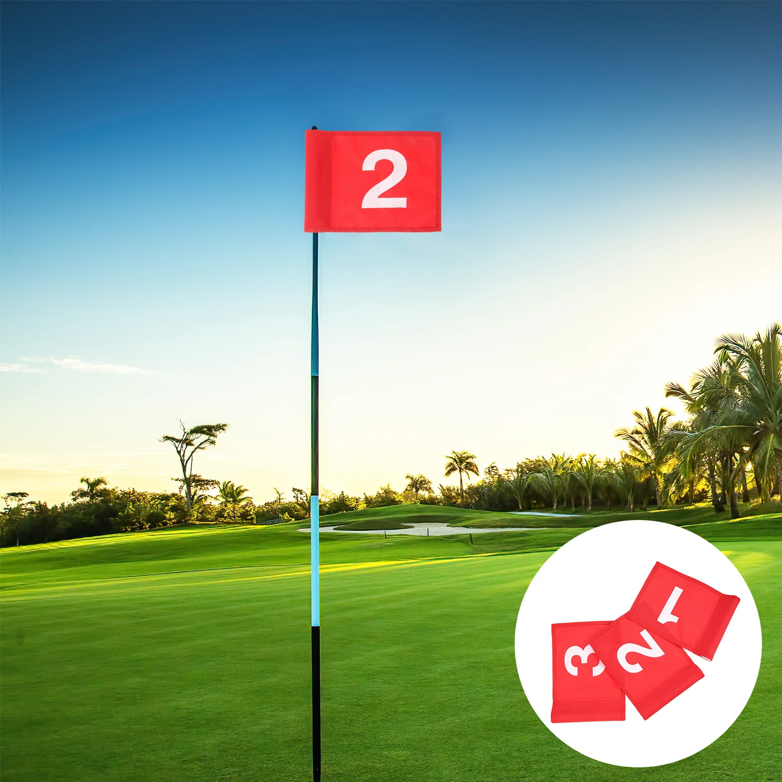 

3pcs Golfing Number Flags Nylon Waterproof Uv-Resistant Practice Training Flags For Putting Course Portable Wear-Resistant