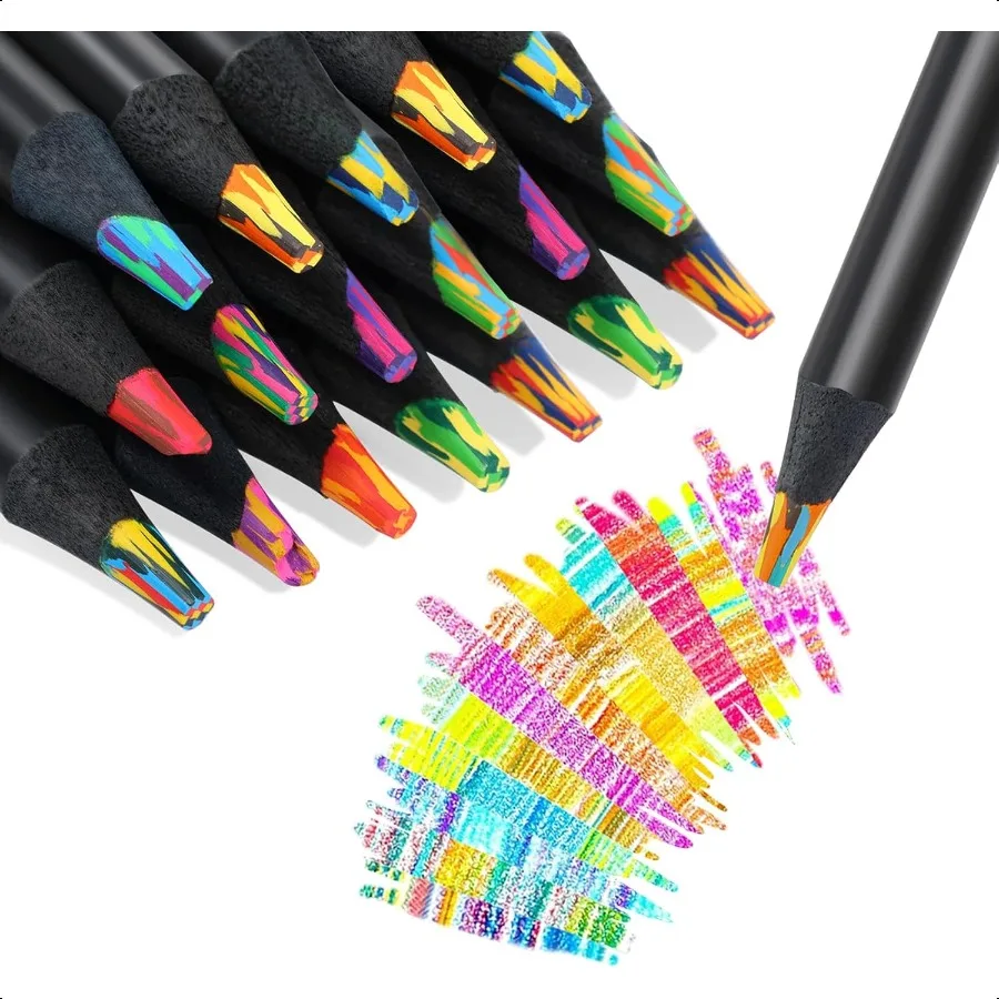 

12 Colors Rainbow Pencils for Adults Rainbow Colored Pencil Art plies for Girls Boys Black Wooden Multi Colored Pencils Bulk fo