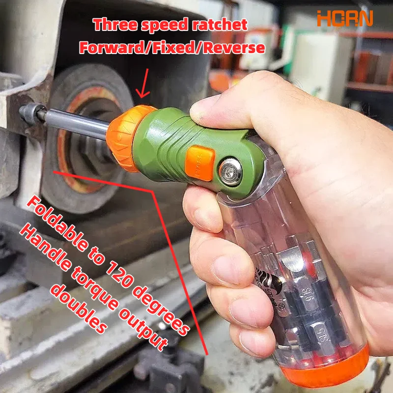 Ergonomic Ratcheting Screwdriver Adjustable Angled Screw Driver 16-in-1 Compact 60 Degree Adjustable Angled Screwdriver Set