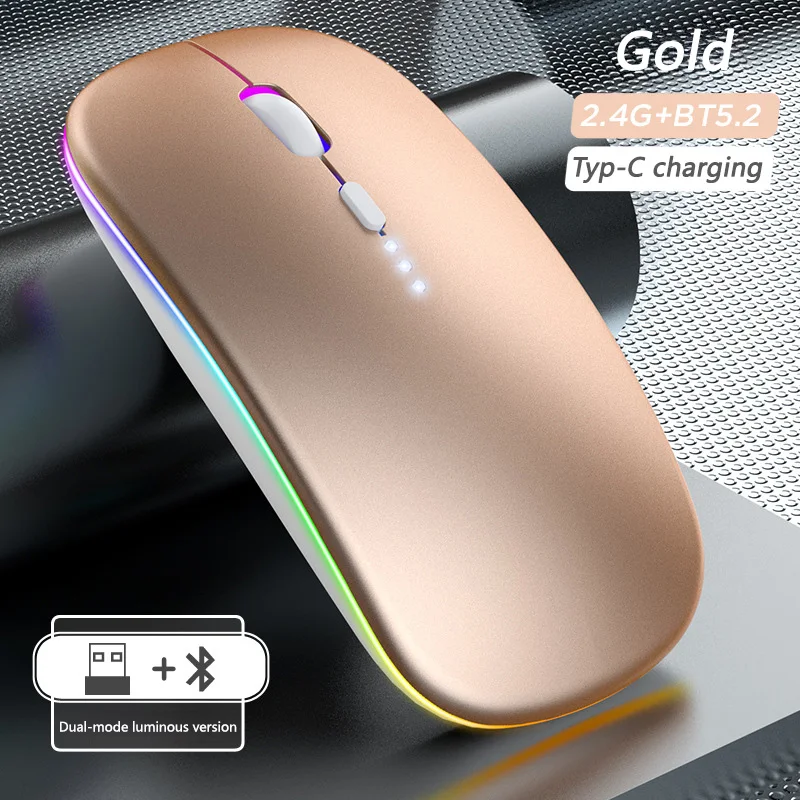 Charging Silent Dual Mode Power Display Light Emitting Wireless Mouse Suitable For Tablet Phone Computer