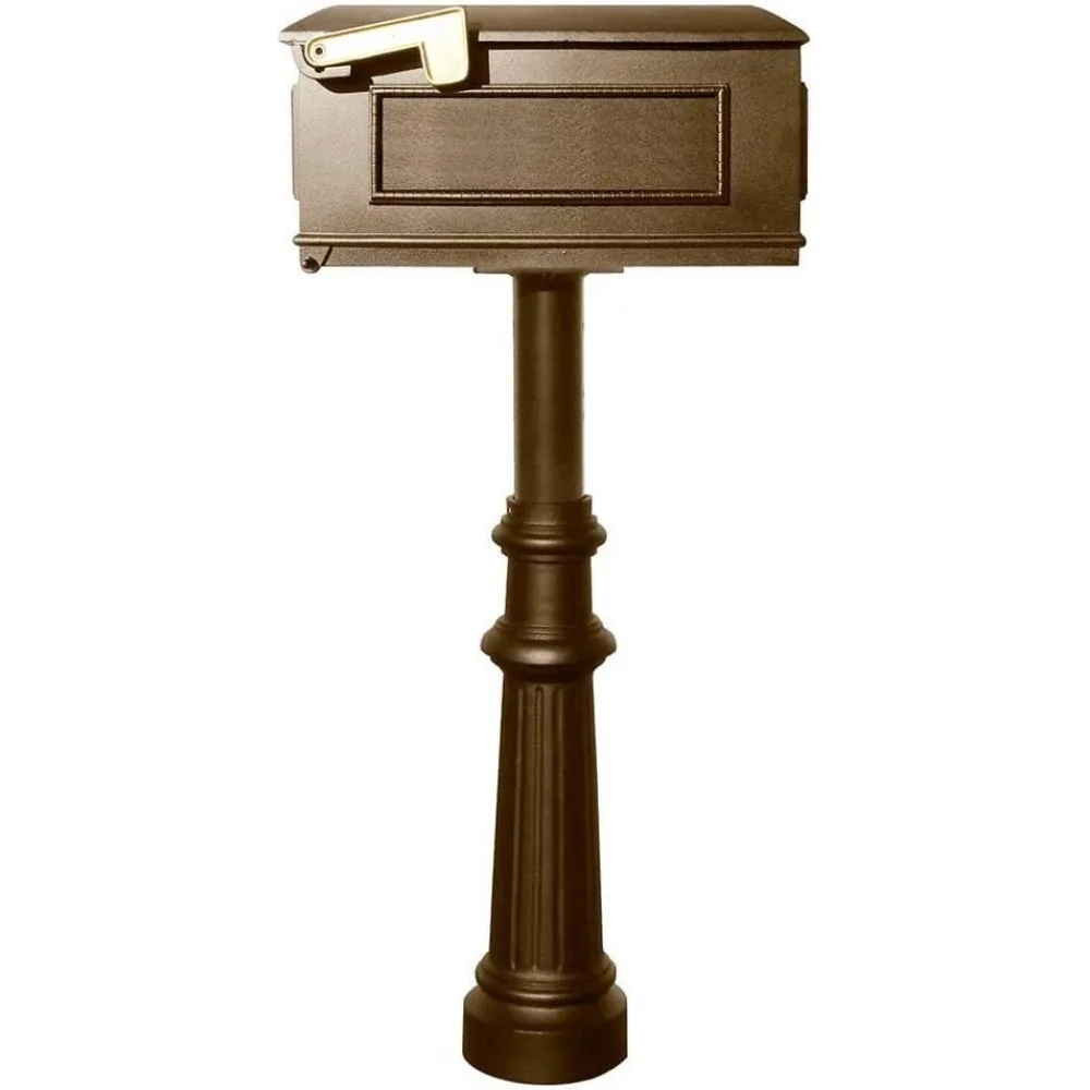 The Hanford Rust Free Cast Aluminum Lewiston Mailbox and Post with Fluted Base, Ships in 2 Boxes, 19.75