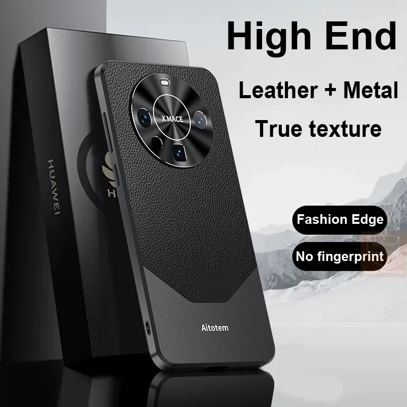 

For Huawei Mate 60 Pro RS Case High end Geniune Leather Metal Skin Brand Phone Case For Huawei Mate 60 Pro Mate60 Cover Shell