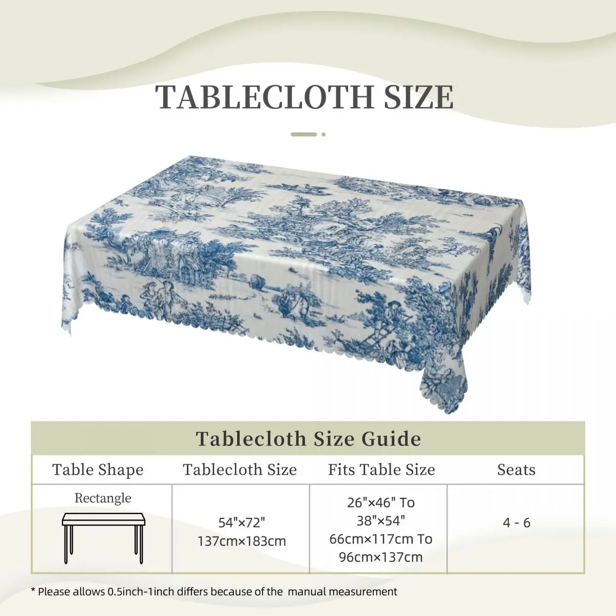 Motivi blu Navy francese Toile De Jouy tovaglia rettangolare tovaglia impermeabile Flora copritavolo