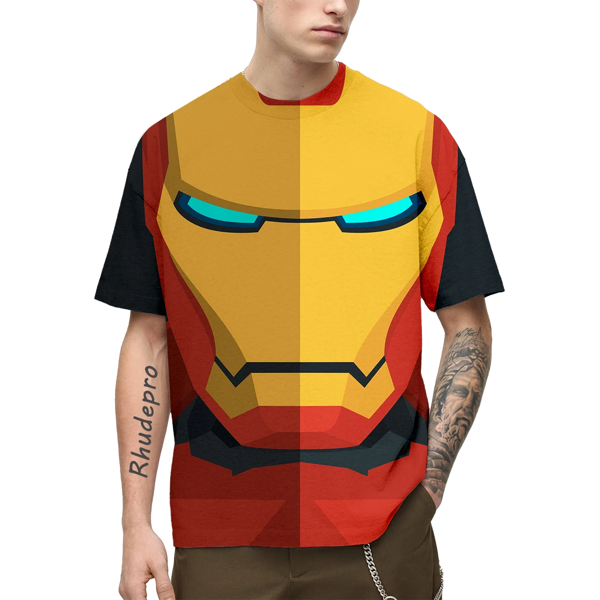 Miniso Men Clothes New Mens Summer Iron Man Venom Print Men Short Sleeve T-shirt 3D Print T Shirt Casual Breathable Funny