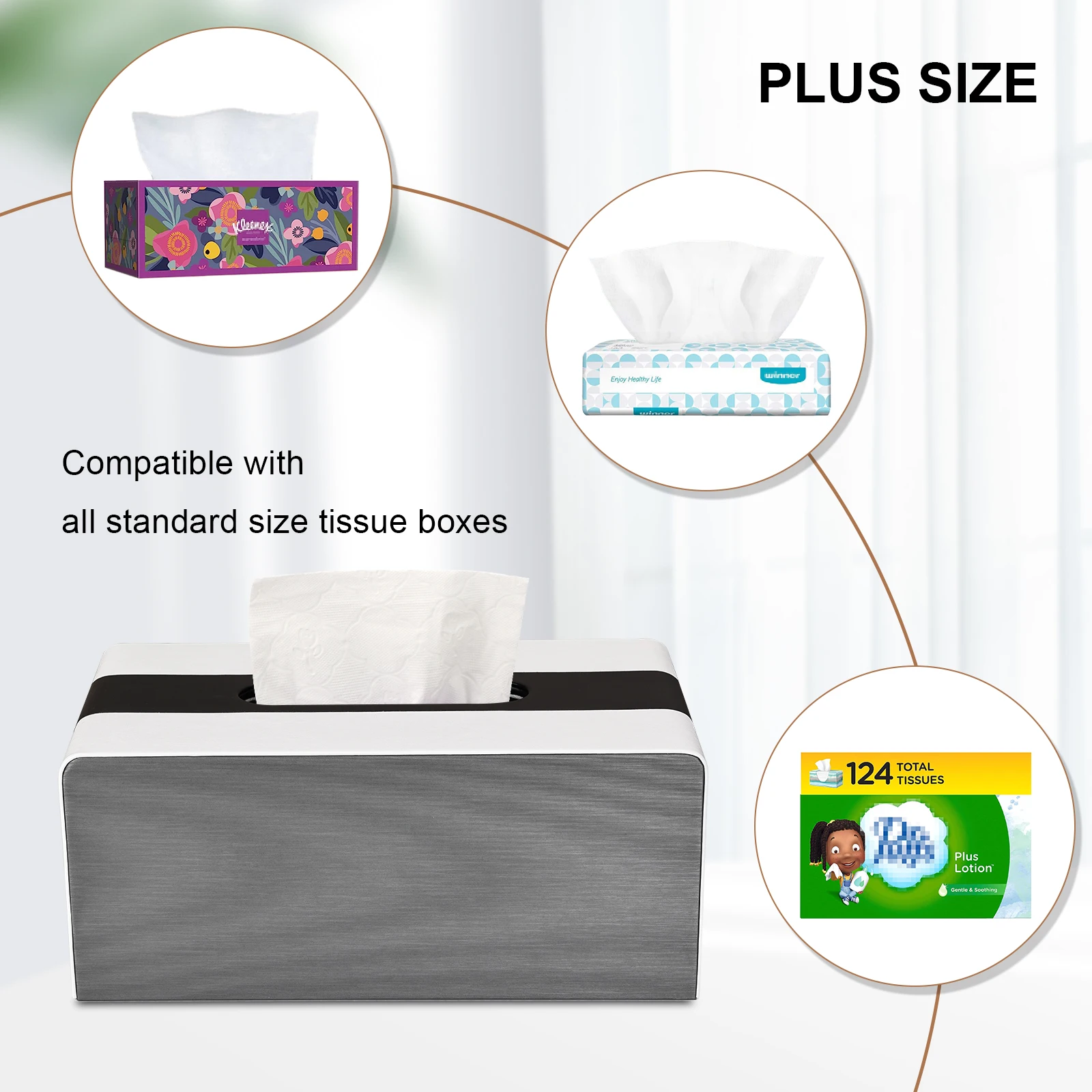 Home Decorative Tissue Box Holder Multi-color PU Leather Splice Together Napkin Box Elegant Handkerchief Dispenser Organizer