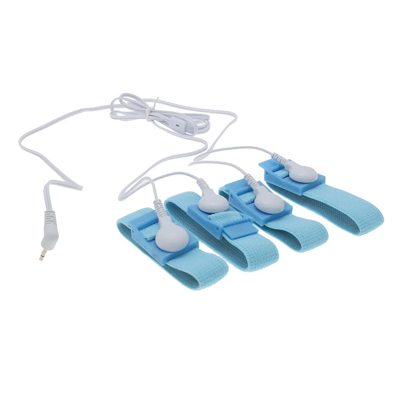 4pcs/2pcs Blue Conductive electric Loop with DC3.5mm Snap Wires/therapeutic Machine Adjustable microcurrent WristStrap Component