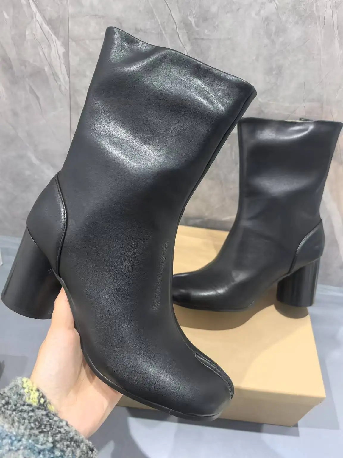 

Сапоги таби с раздельным носком, ботильоны с пряжкой, новинка, классические ботильоны на массивном каблуке, роскошная мужская и женская обувь ручной работы, Botas