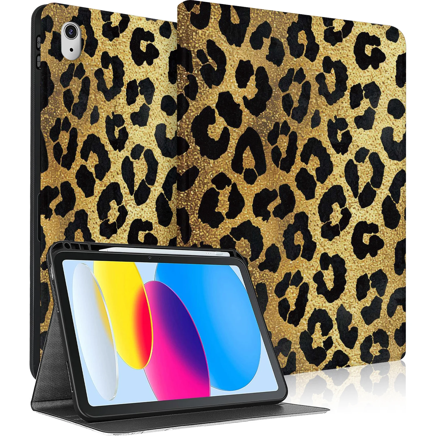 Vibrant leopard cheetah print TPU Case for iPad A16 11in 2025 11th Gen 10.9in 2022 10th tablet Protective cover case Adjustable