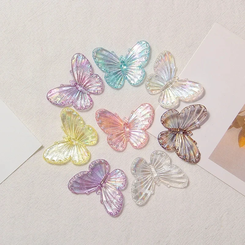 10Pcs Transparent Colour Butterfly Resin DIY Bracelet Eardrop Handwork Accessories  Barrette Phone Case Manufacture Materials