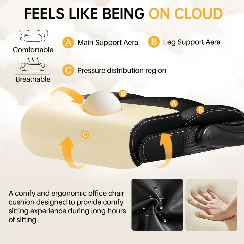 كرسي مكتب، كراسي مكتب جلدية كبيرة وطويلة تنفيذي مع مسند للقدمين، كرسي كمبيوتر مريح وجيد التهوية مع ارتفاع قابل للتعديل