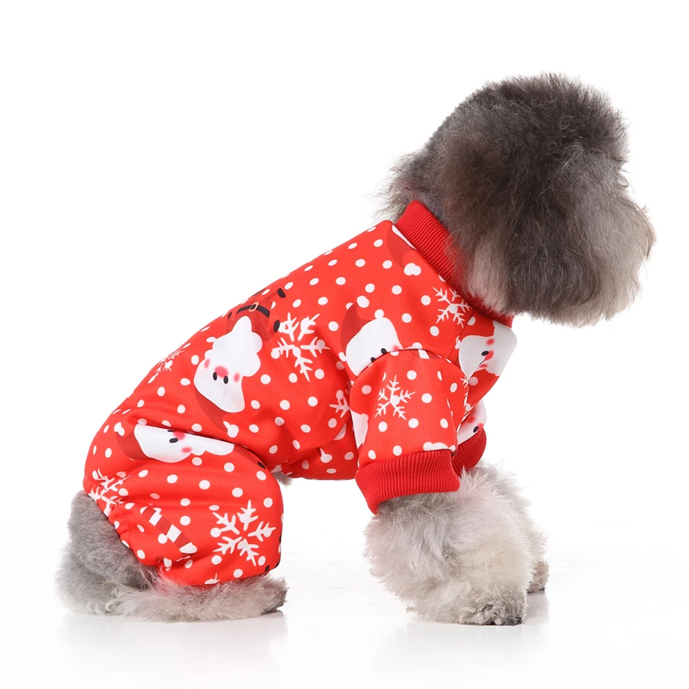 

Festive Pet Christmas Dress Pajamas Party Clothes Dog Costumes Red Small Outfits