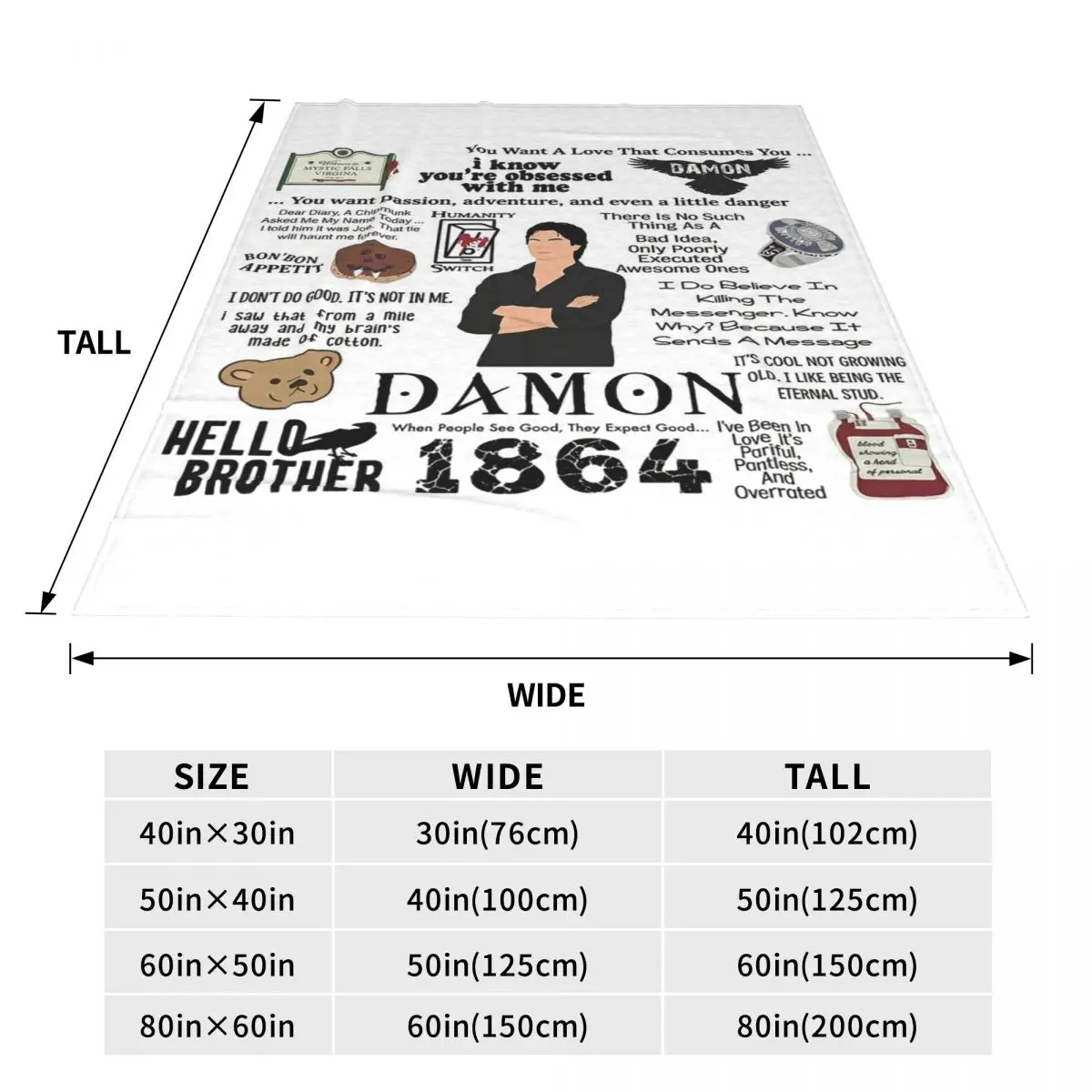 The Vampire Diaries Damon Salvatore TV Series Blankets Soft Warm Flannel Throw Blanket Bedspread for Bed Travel Home Couch