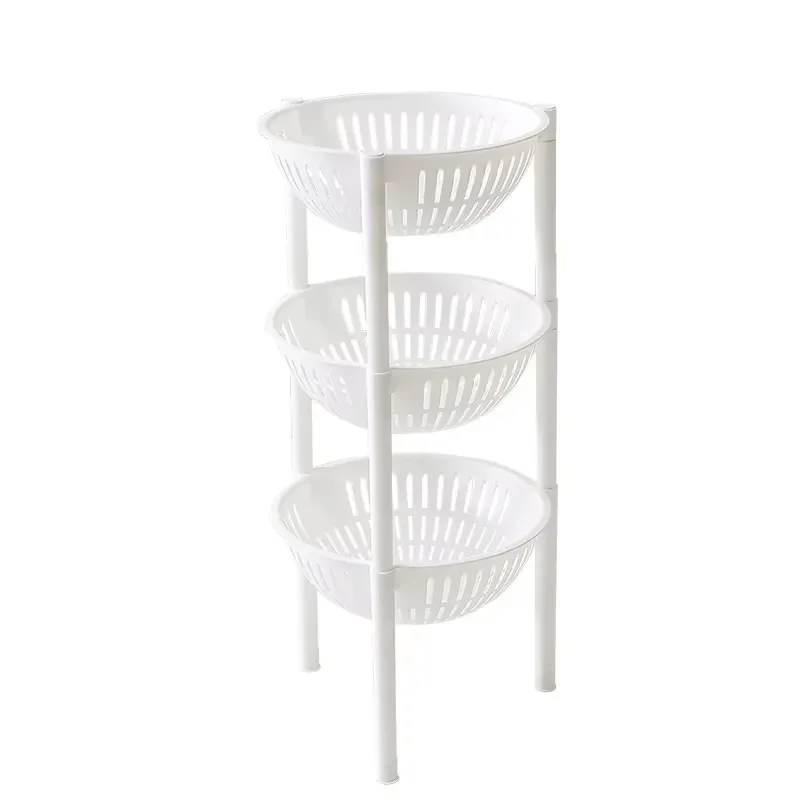 Household Kitchen PP Plastic Storage Rack Vegetable Fruit Basket Large Capacity Organizer Shelf for Pantry Countertop