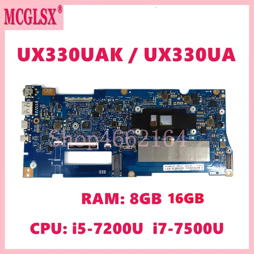 UX330UA with i5 i7-7th Gen CPU 8GB 16GB-RAM Motherboard For ASUS UX330UAR UX330U U330UA UX330UA UX330UAK U3000U Laptop Mainboard