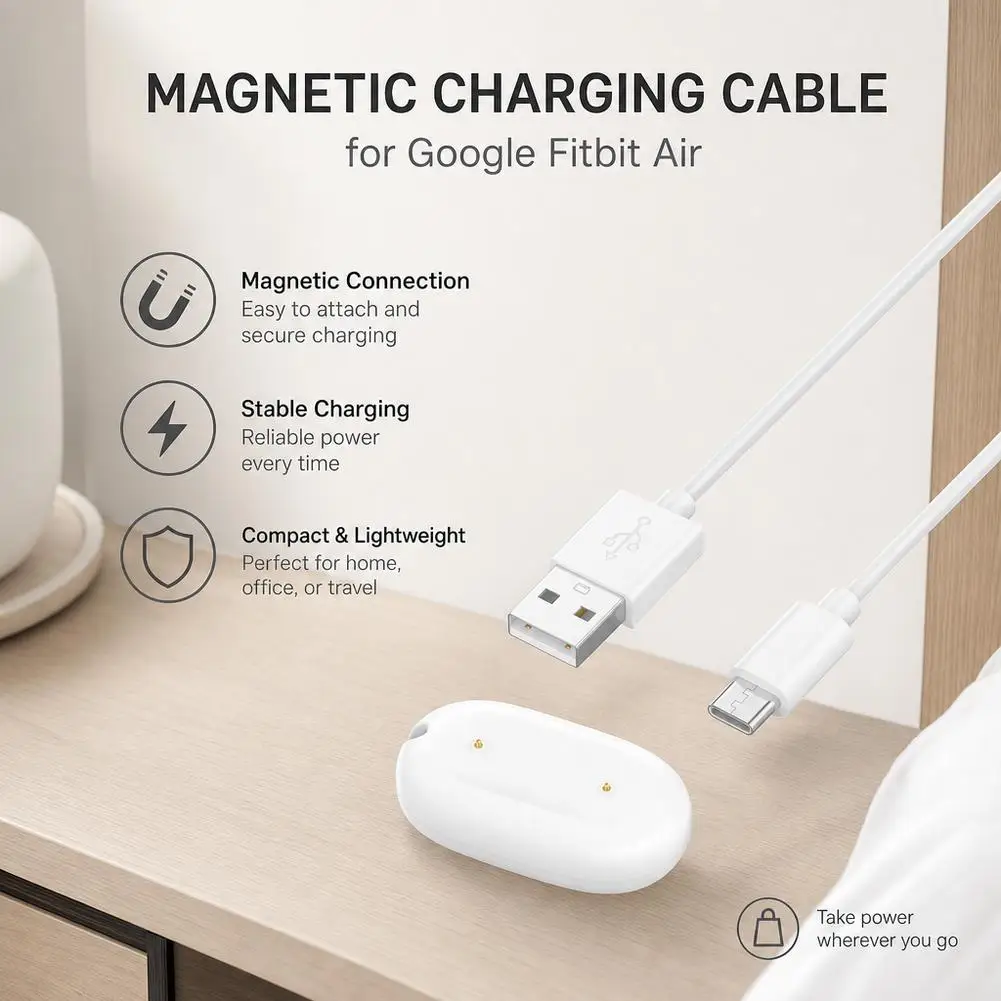 Magnetic Charger For Google Fitbit Air Type-C Charging Cable Cord Replacement Charger Dock Smart Watch Accessories